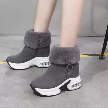 Зимние мужские ботинки, брендовые уличные ботинки, мужские плюшевые теплые кроссовки, женская обувь 35 чёрный