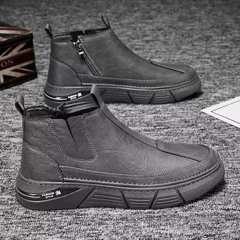 Зимние мужские ботинки челси мужские деловые хлопковые ботинки повседневные кроссовки зимние ботинки кожаные нескользящие мужские туфли для отдыха Bota Masculina 44