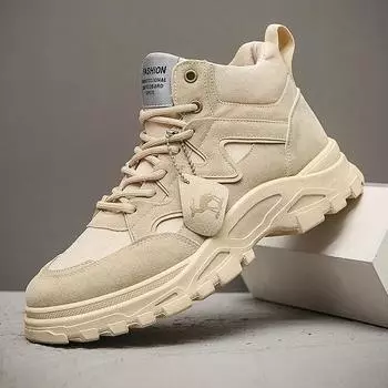 Зимние мужские ботинки для активного отдыха 2024 года, ковбойские ботинки на платформе для мужчин, повседневные армейские ботинки, мужские водонепроницаемые тактические ботинки 39 бежевый