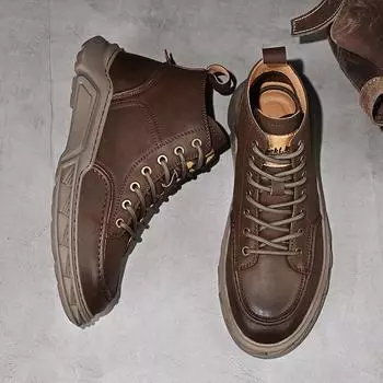 Зимние мужские ботинки для активного отдыха, новые кожаные ботинки для мужчин, повседневная обувь, удобные ботинки на шнуровке в стиле ретро, оригинальные армейские ботинки для ходьбы 38