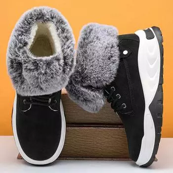 Зимние мужские ботинки для активного отдыха, походные ботинки большого размера, мягкие теплые русские зимние ботинки, мужские зимние ботинки 39 чёрный