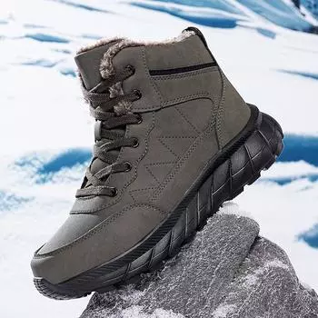 Зимние мужские ботинки для снега для водонепроницаемых кожаных кроссовок, супер теплые ботинки для походов на открытом воздухе, рабочая обувь, размер 39-48 40