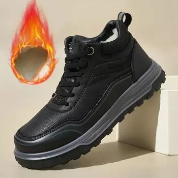 Зимние мужские ботинки для снега с подкладкой из искусственного меха, теплые, водонепроницаемые, на шнуровке, мужские нескользящие, удобные, короткие ботинки, рабочая обувь для прогулок на открытом воздухе 39