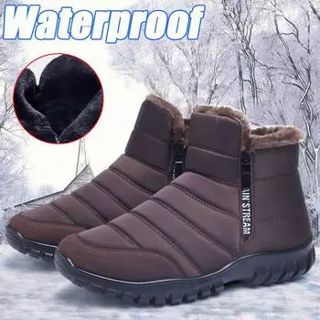 Зимние мужские ботинки для снега, водонепроницаемые нескользящие ботинки для мужчин, повседневная теплая плюшевая обувь больших размеров для пар, обувь Chaussure Homme66 39