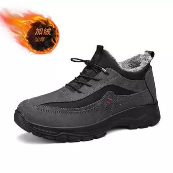 Зимние мужские ботинки для снегоступов, водонепроницаемые, нескользящие, удобные, теплые, с плюшевой подкладкой, уличные горнолыжные ботинки для мужчин, теплая хлопковая обувь 38 серый