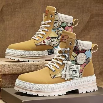 Зимние мужские ботинки на платформе для мужчин, оригинальные мужские ботинки в стиле ретро, удобные кожаные ботинки Zapatillas Hombre 39 серый