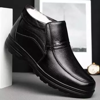 Зимние мужские ботинки на шнуровке, ботинки для отдыха на природе, классические высокие мужские повседневные ботинки, мужские ботинки Botas Para Hombre 6.5 чёрный