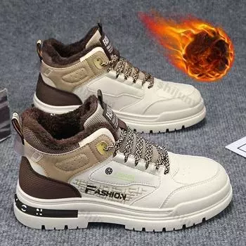 Зимние мужские ботинки плюшевые супер теплые 2024 новые на платформе со шнуровкой удобные уличные нескользящие холодные зимние ботинки кроссовки ботинки 39