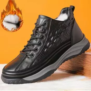 Зимние мужские ботинки Повседневные мужские ботинки на платформе из хлопка Кроссовки Теплые зимние ботинки Нескользящие мужские повседневные ботинки Masculina Zapatillas Hombre 38 чёрный
