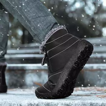 Зимние мужские ботинки с плоским дном, удобные, износостойкие, плюшевые, хлопковые, для отдыха на природе, теплые, повседневные кроссовки, зимние ботинки для мужчин 40 синий