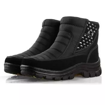 Зимние мужские ботинки, теплые, утолщенные, плюшевые, зимние ботинки для мужчин, водонепроницаемые, нескользящие, хлопковые, повседневные, черные, до щиколотки, Botas Para Hombre 40