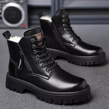 Зимние мужские ботинки, высококачественные теплые уличные ботинки, роскошные кожаные рабочие ботинки для мужчин, дизайнерские повседневные мотоциклетные ботинки 38