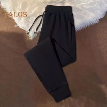 Зимние мужские брюки из плотного плюша с эластичной резинкой на шнурке, сохраняющей тепло, с карманами на молнии, с манжетой на щиколотке, однотонные теплые спортивные рабочие брюки для путешествий 2XL серый