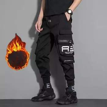 Зимние мужские брюки-карго с несколькими карманами и шнурком для активного отдыха, мужские спортивные штаны для бега в стиле хип-хоп, модные спортивные штаны, комбинезоны, повседневные брюки M
