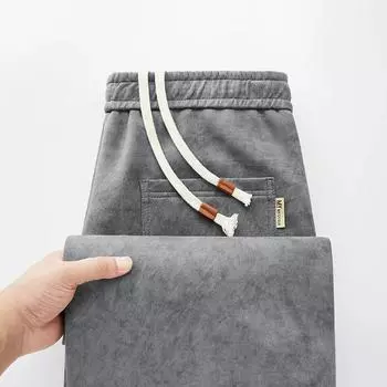 Зимние мужские брюки мужские бархатные широкие брюки с высокой талией мужские толстые винтажные свободные брюки серые повседневные теплые флисовые брюки мужские 4XL серый