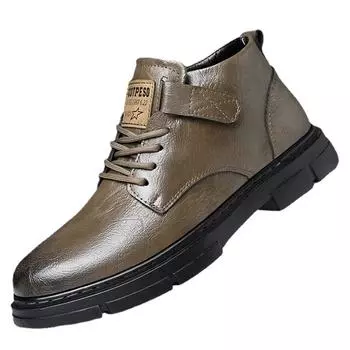 Зимние мужские деловые ботинки, повседневные мужские хлопковые ботинки, кроссовки, теплые зимние ботинки, кожаные нескользящие мужские ботинки для отдыха Bota Masculina 38 чёрный