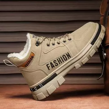 Зимние мужские хлопковые ботинки для защиты от холода на открытом воздухе с бархатной платформой Botas мужские модные нескользящие рабочие ботинки для тренировок в пустыне 39US65