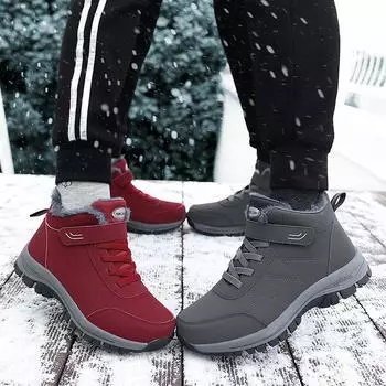 Зимние мужские и женские ботильоны, сохраняющие тепло, удобные зимние ботинки, пара наружных нескользящих хлопковых ботинок, легкая женская зимняя обувь 35 чёрный