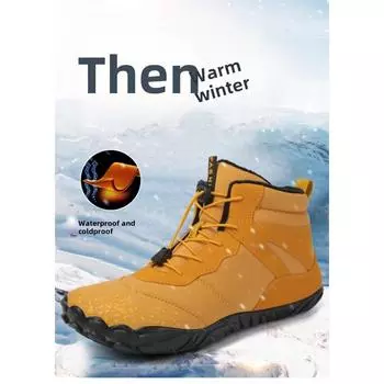 Зимние мужские и женские ботинки для отдыха на открытом воздухе, нескользящие, водонепроницаемые, бархатные, утолщенные, с высоким голенищем 36 розовый