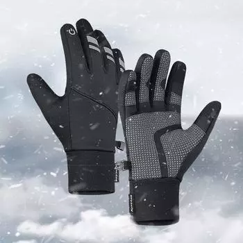 Зимние мужские и женские лыжные перчатки Handschoenen, водонепроницаемые ветрозащитные велосипедные перчатки MTB, термотеплые на ощупь, нескользящие лыжные зимние спортивные перчатки XL чёрный
