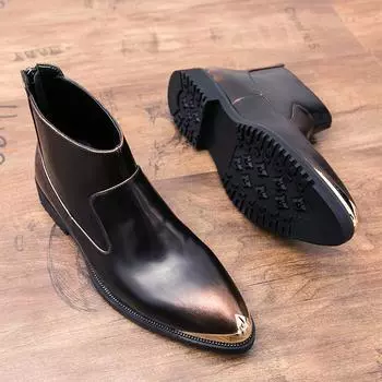 Зимние мужские кожаные ботинки класса люкс, мужские ботинки, модная обувь «Челси», официальная модная дизайнерская обувь, свадебное платье в стиле «броги» 38