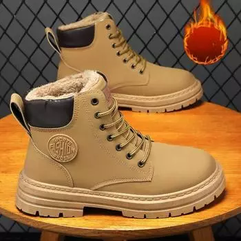 Зимние мужские кожаные ботинки Утолщенные теплые рабочие ботинки Мужские ботильоны на толстой подошве Высокие зимние ботинки Новые ботинки Botas De Hombre 39