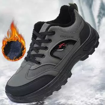 Зимние мужские кроссовки для скалолазания на открытом воздухе, походная обувь с нескользящей износостойкой резиновой подошвой, спортивная обувь, прочная рабочая обувь для мужчин 39 чёрный