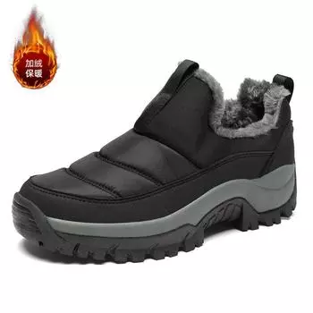 Зимние мужские кроссовки, теплые меховые сапоги Ankel, плюшевые мужские зимние сапоги, обувь больших размеров для пар, нескользящие ботинки, повседневная мужская обувь 36