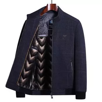 Зимние мужские куртки среднего и пожилого возраста, зимняя одежда для папы, синель плюс бархатный утепленный теплый кардиган, L-5XL L темно-синий