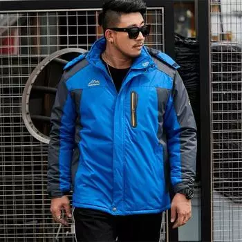 Зимние мужские парки, толстые флисовые теплые пальто, мужские куртки, пальто с капюшоном, мужская брендовая одежда XXXL синий