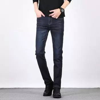 Зимние мужские плюшевые и толстые джинсы, молодежные мужские деловые облегающие брюки, длинные прямые брюки большого размера, мужская одежда 28