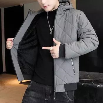 Зимние мужские плюшевые утолщенные парки на молнии повседневные спортивные флисовые черные пальто с капюшоном теплые шорты-бомбер ветрозащитная куртка для снега 8XL чёрный