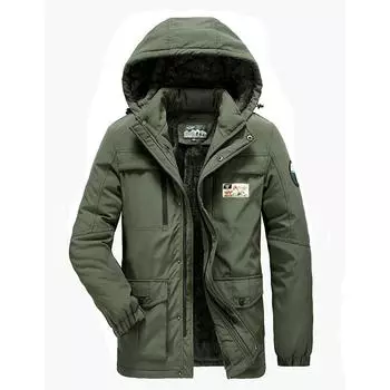 Зимние мужские повседневные хлопковые пальто средней длины, мужские флисовые хлопковые куртки с капюшоном, теплые мужские хлопковые пальто M