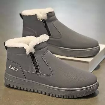 Зимние мужские сапоги с мехом, водонепроницаемые и противоскользящие, с толстым флисом, высокие хлопковые сапоги на одну ногу, теплая хлопковая обувь 39 бежевый