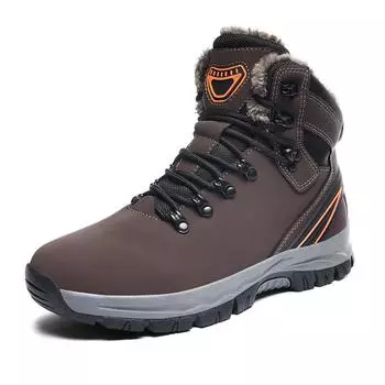 Зимние мужские скальные туфли TUINANLE, нескользящие кроссовки для снега, водонепроницаемые теплые хлопковые ботинки с толстой подошвой и плюшевыми ботильонами 40 чёрный