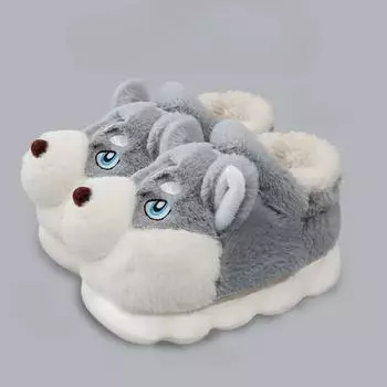 Зимние мужские тапочки из хлопка на каблуке для дома, домашняя обувь с толстой подошвой, симпатичная плюшевая теплая обувь, непромокаемые повседневные тапочки 36-37