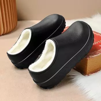 Зимние мужские тапочки Plus Velvet Теплые Водонепроницаемые Легкие Кухонные Туфли Шеф-Повара Износостойкие Рабочие Тапочки Домашние Мужские Мягкая Подошва 36-37 бежевый