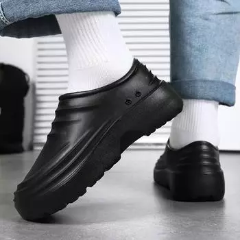 Зимние мужские тапочки Plus Velvet Теплые Водонепроницаемые Легкие Кухонные Туфли Шеф-Повара Износостойкие Рабочие Тапочки Домашние Мужские Мягкая Подошва 36-37 бежевый