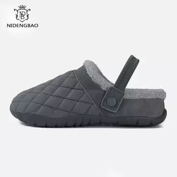 Зимние мужские тапочки с толстым плюшем для дома, мужские меховые шлепанцы, большие размеры 47 48, теплая мужская обувь для спальни, домашние тапочки для мужчин 40 чёрный