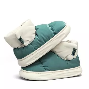 Зимние мужские тапочки Toast, теплая плюшевая хлопковая обувь, домашняя нескользящая меховая обувь на толстой подошве 36-37 зелёный