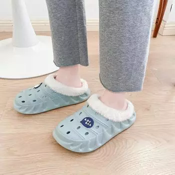 Зимние мужские тапочки, уличные нескользящие мужские тапочки, модные повседневные теплые пушистые тапочки, домашние меховые плюшевые плоские мужские туфли 36 чёрный