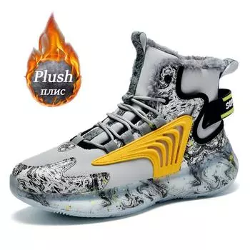 Зимние мужские теплые ботинки, новые плюшевые зимние ботинки, мужские ботильоны, хлопковая обувь, модные высокие непромокаемые теплые кроссовки 39 золотой