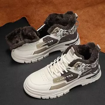 Зимние мужские теплые ботинки с высоким берцем Martin Swivel Buckle Рабочая спортивная обувь Универсальная повседневная обувь 39 хаки/бежевый