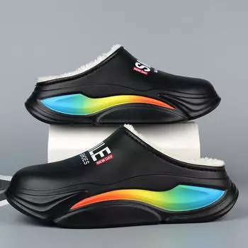 Зимние мужские теплые тапочки хлопковые тапочки теплая обувь для улицы и дома водонепроницаемые мужские удобные домашние плюшевые теплые тапочки для спальни 38-39 бежевый