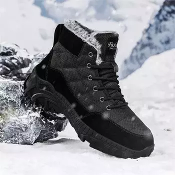 Зимние мужские теплые зимние ботинки нескользящие водонепроницаемые туфли высокие плюшевые туфли для отдыха на открытом воздухе большие размеры 39-48 39 чёрный