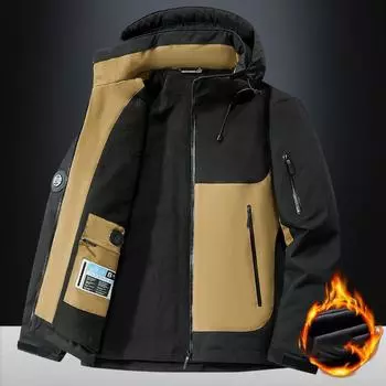 Зимние мужские толстые теплые водонепроницаемые парки куртки шапка съемная мужская шерстяная подкладка флисовые пальто мужская парка большого размера зимняя куртка XXXXXL зелёный