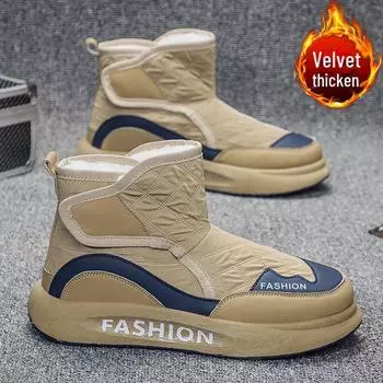 Зимние мужские толстые теплые высокие зимние ботинки 2024 года — повседневная бархатная подкладка, большой размер, модная обувь 43