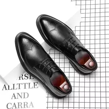 Зимние мужские туфли британский костюм шафера увеличение роста черный деловой костюм повседневные мужские кожаные туфли 9628-G 38 чёрный