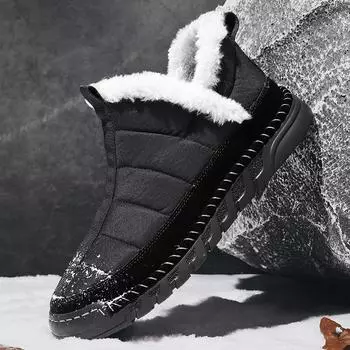 Зимние мужские уличные зимние ботинки теплые плюшевые туфли большие размеры 39-46 39 чёрный