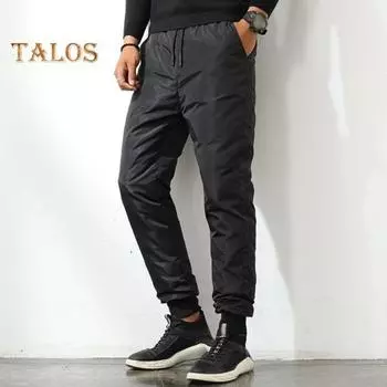 Зимние мужские утепленные брюки с толстой эластичной талией, ветрозащитные теплые брюки большого размера, водонепроницаемые брюки для мужчин среднего возраста, для повседневной носки на открытом воздухе для отцов L темно-синий